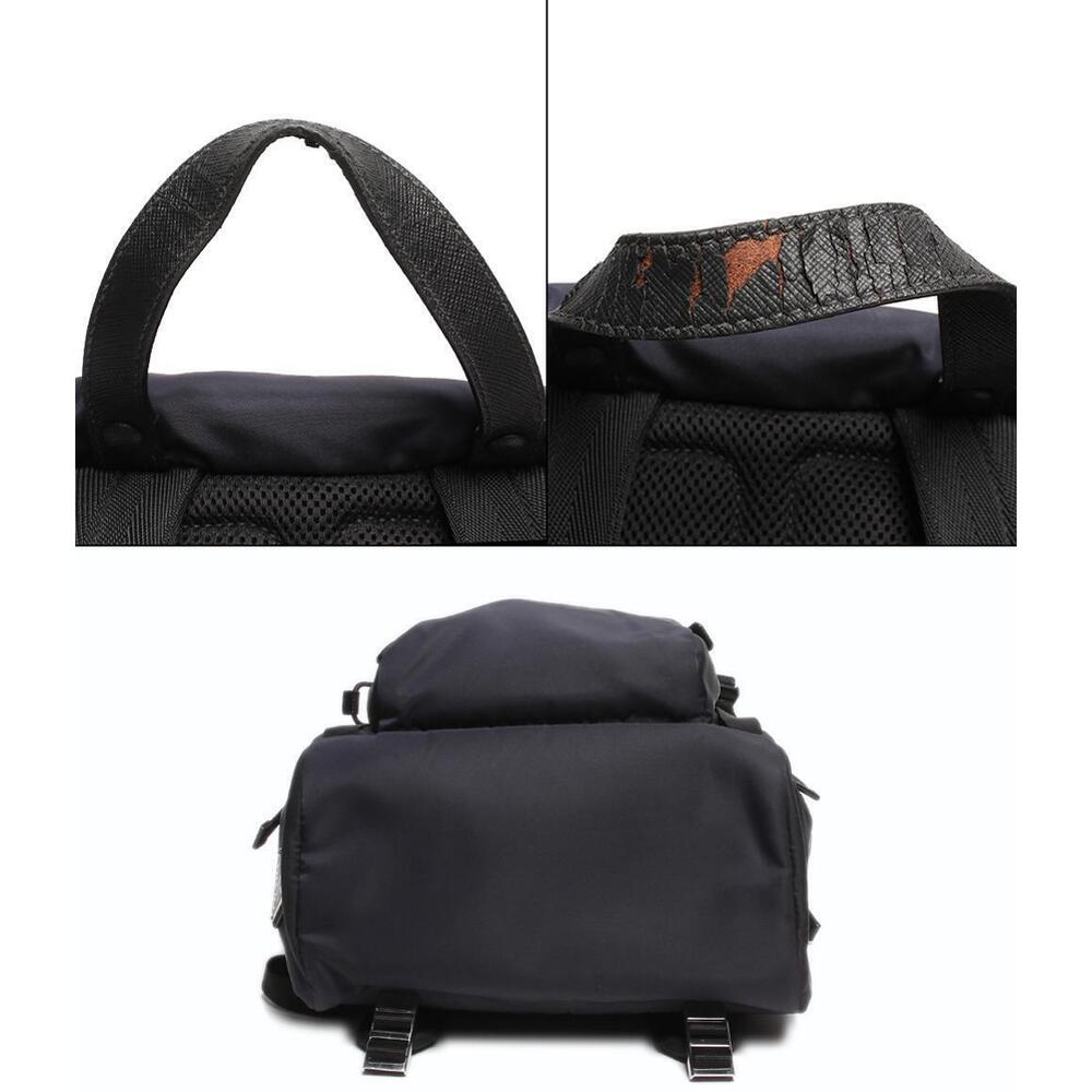 Prada Backpack Silver Triangle Logo Nylon Saffian… - image 6